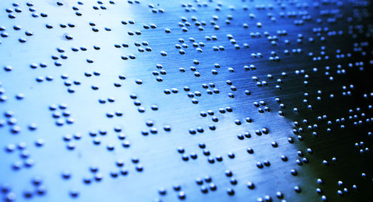 Plain braille page, blue toned. 
