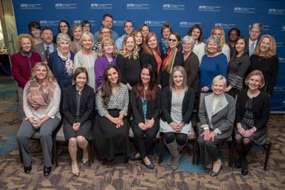 Delta Gamma Foundation pose for group picture at AFB Leadership Conference