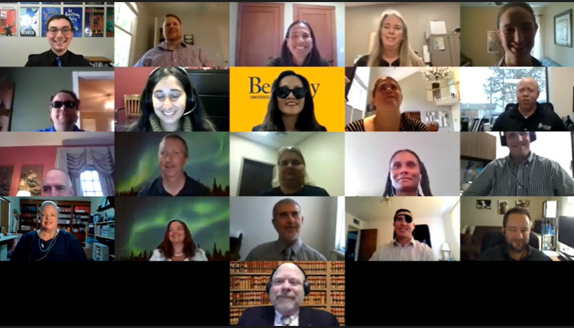 A screen grab of a group of BLDP fellows and mentors on a Zoom call during the virtual graduation ceremony.