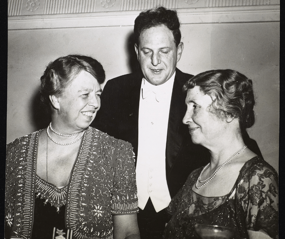 Photograph of Eleanor Roosevelt, James Marshall and Helen Keller.