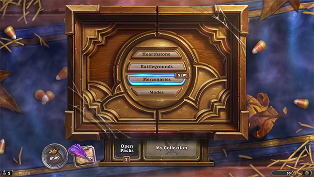 A screenshot of the Hearthstone menu