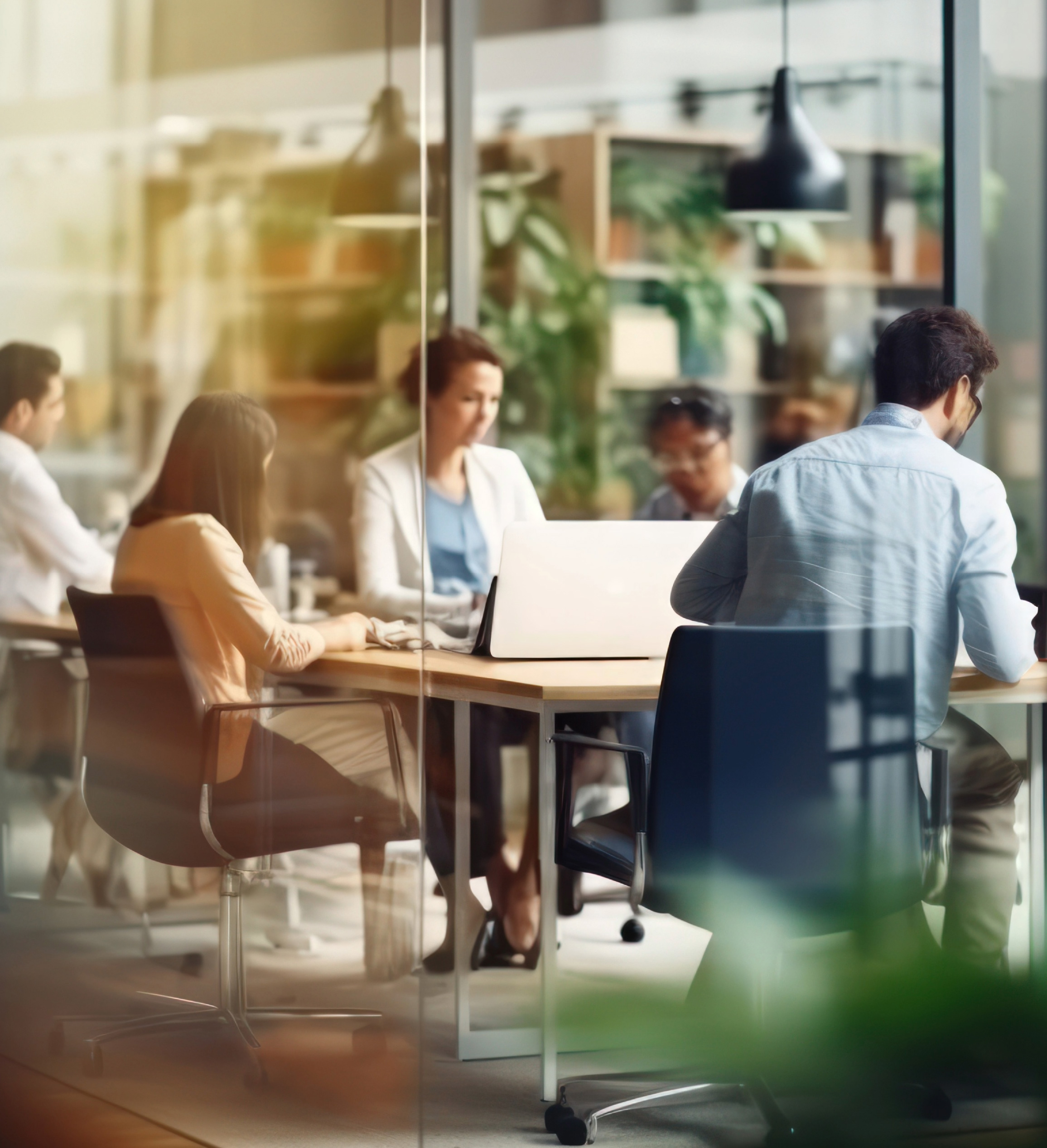 Workers in an office setting.