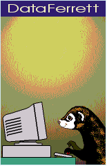 cartoon of a ferret using a computer, DataFerrett, courtesy of Census Bureau