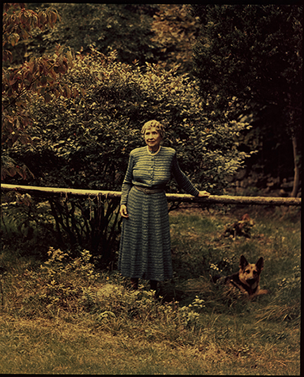 Helen Keller in her garden at Arcan Ridge 1951