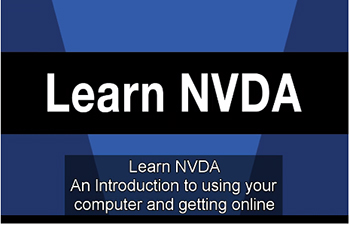 Learn NVDA video tutorial opening title card, which reads Learn NVDA: An introduction to using your computer and getting online