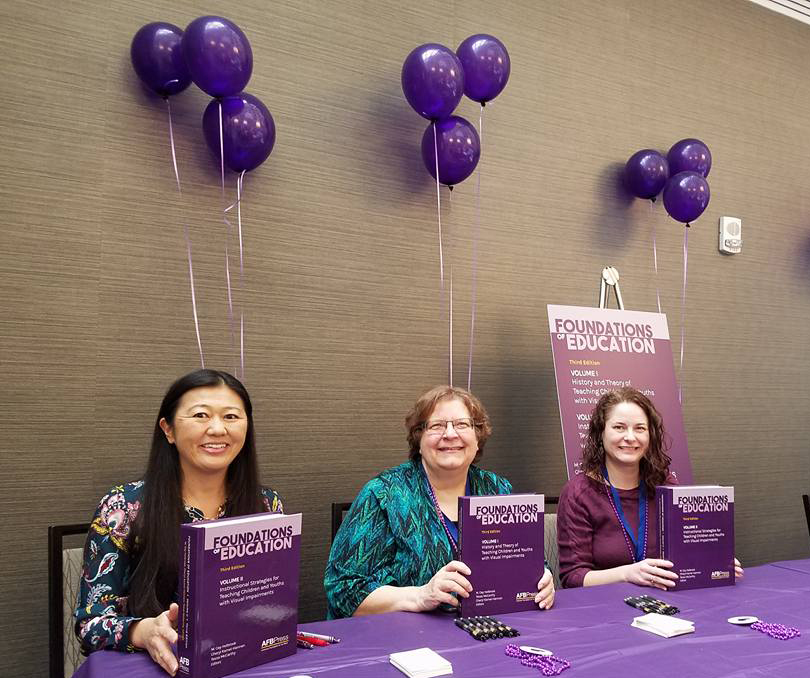 Cheryl Kamei-Hannan, M. Cay Holbrook, Ph.D., and Tessa S McCarthy at the launch of Foundations of Education, Third Edition