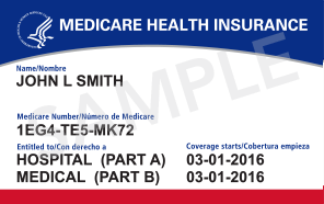 sample new Medicare card, with a randomly generated Medicare number for John Smith.