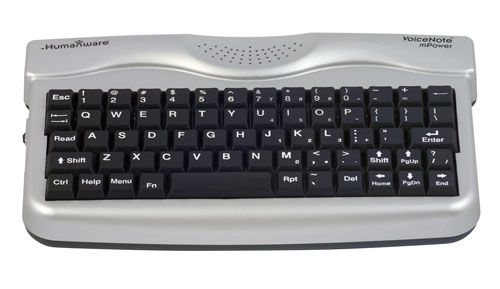 Photo of the BrailleNote mPower with QWERTY keyboard.