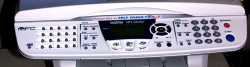 The Brother's control panel and display.