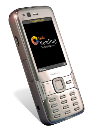 The Nokia N82 phone displaying the knfbReader software.