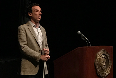 Isaac Lidsky addresses audience at Marshall University.