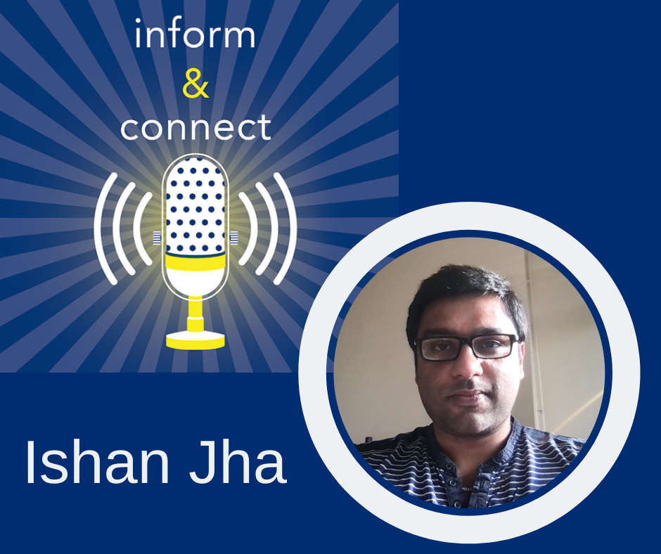 inform and connect logo. Ishan Jha.