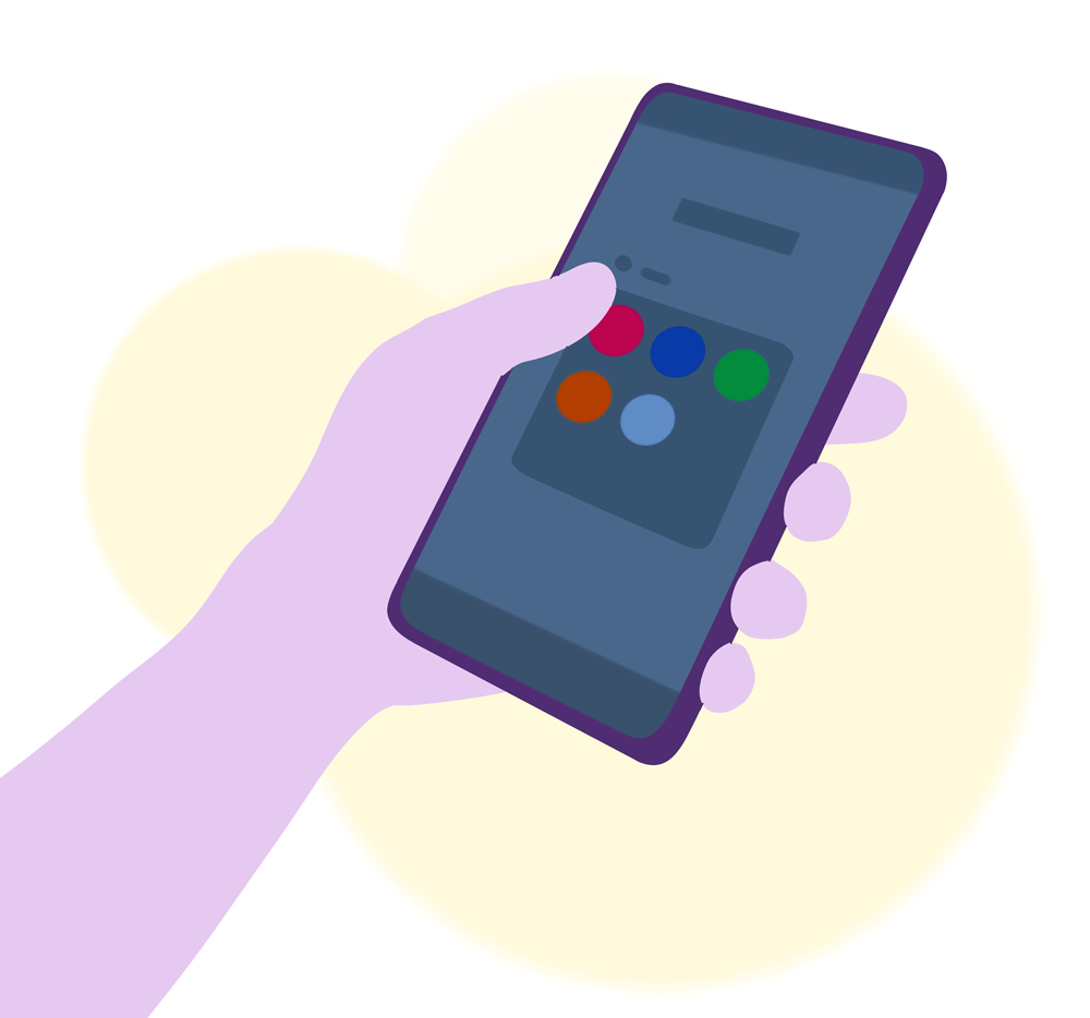 Flat illustration of a hand holding a phone